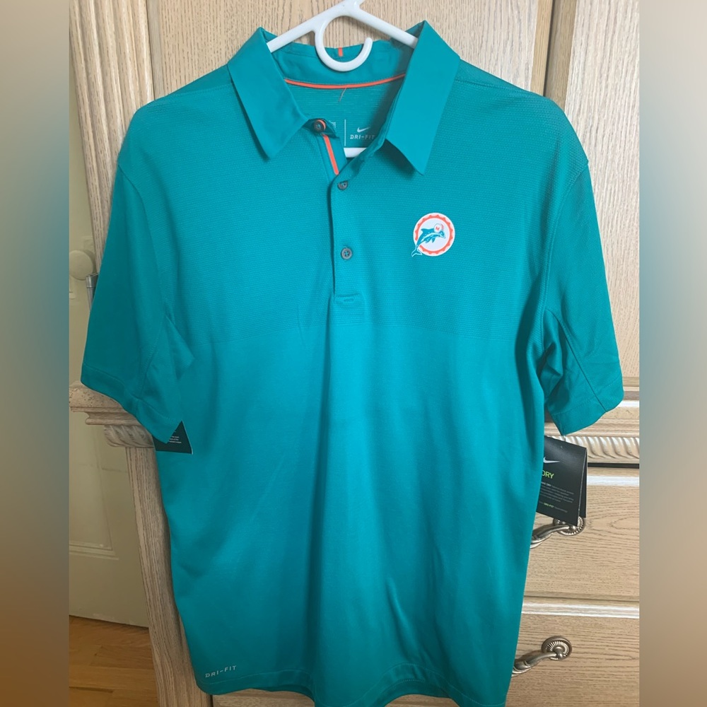 Mens Miami Dolphins Nike Dri-Fit Polo Shirt-Med